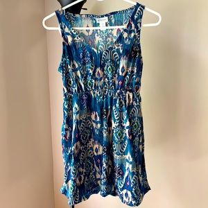 Motherhood Maternity blue & tan tank top (small)